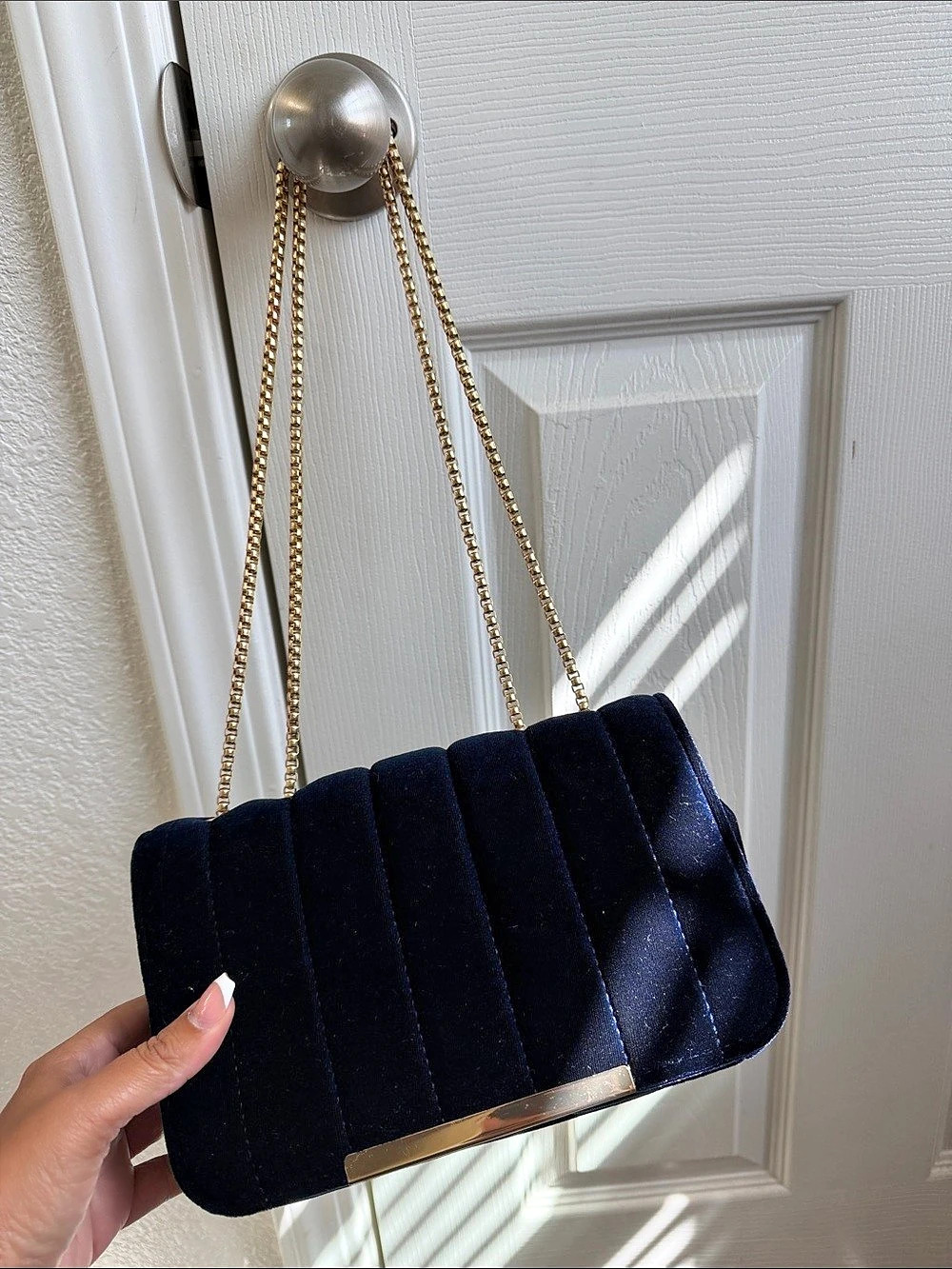 Quilted Shoulder Bag in Blue